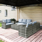 6-Piece Outdoor Set with 2 Storage Tables, 2 Sofas and 2 Armchairs, in Rattan and Steel, Grey