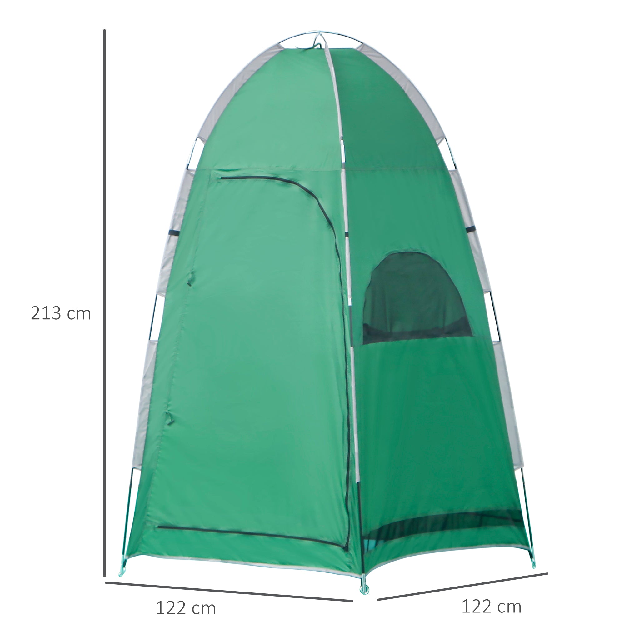 Camping Shower Tent with Carry Bag and Storage Pocket 122x122x213cm, Green