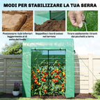 Outsunny Garden Greenhouse with PE Lining, Roll-Up Door and Mesh Windows, 170x68x200 cm, Green