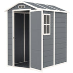 Resin Garden Shed with Floor, Lockable Door and Window, 1.3 x 1.8 m, Grey