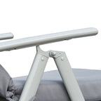 Folding Garden Lounger with Mattress and Cushion, 7-Reclining Backrest, 137x63.5x100.5cm, Grey