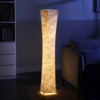 HOMCOM Modern Floor Lamp with Foot Switch, Steel and Fabric, 25x25x129 cm, White and Silver