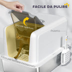Enclosed Cat Litter Box with Steel Tray, Scoop and Filter Bags, PP, 40.5x60.5x41.5 cm, White and Silver