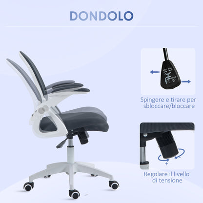 Ergonomic Office Chair with Mesh Backrest and Adjustable Height, 65.5x61.5x88-97.5cm, Gray - Borgè