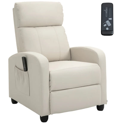 Massage Relax Chair with Remote Control and 8 Programs, Reclining and Footrest, 68x88x98cm, Cream