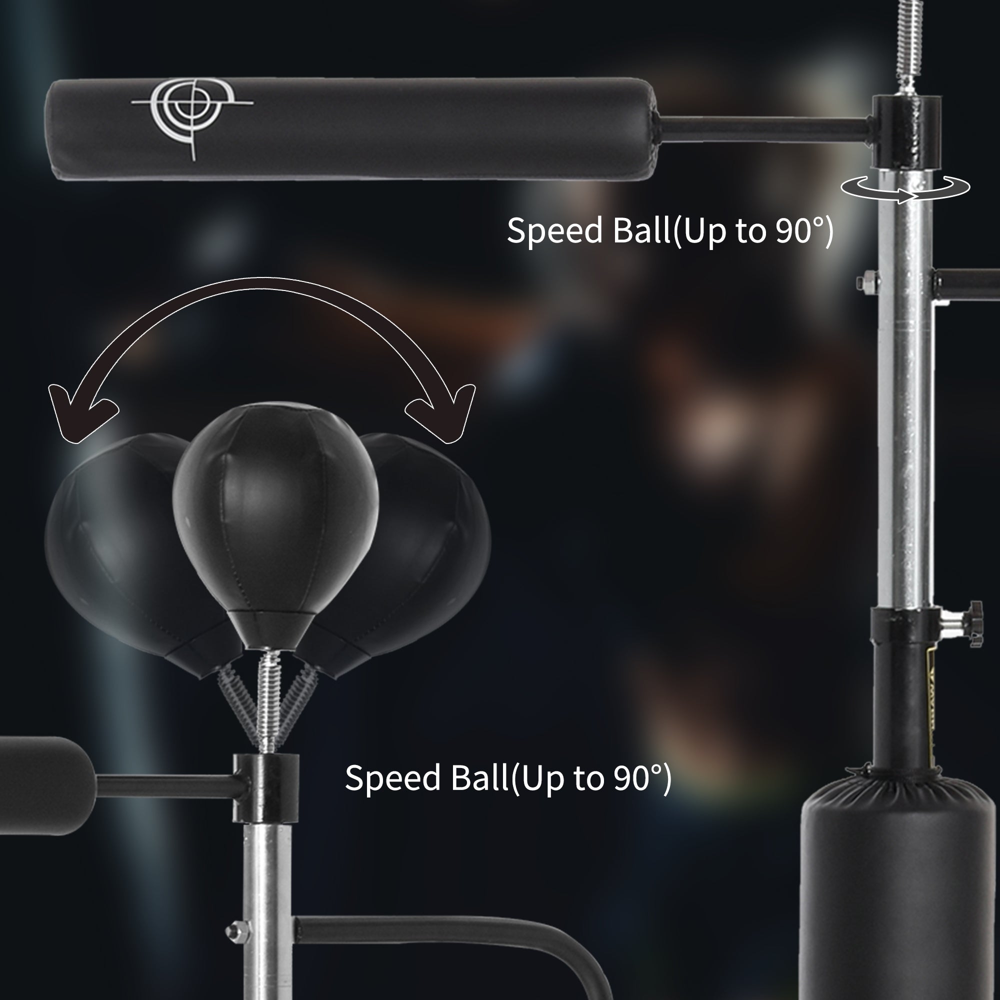 3 in 1 Free Standing Punching Bag with 2 Speedballs, Rotating Bar and Punching Bag, Height Adjustable from 160-230cm, Black