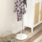 Freestanding Coat Rack with 6 Steel Disc Hooks and Slate Base, White