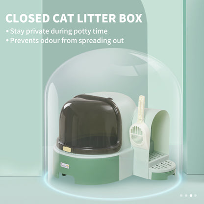 PAWHUT CLOSED CAT WITH WITH OABLE COVER AND PUBLISHING TONE, 52x60x42cm, Green - Borgè