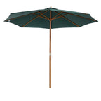 3x2.5 m Garden Umbrella with Rope Opening, 8 Ribs, in Wood and Polyester, Dark Green - Borge' Group Limited