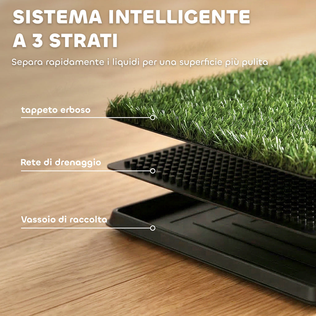 PawHut Washable Artificial Grass Dog Mat with Tray for Indoor and Outdoor Use 76 x 50.5 cm