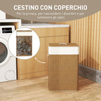 72L Laundry Hamper with Bamboo Lid, Rope Handles and Removable Bag, Brown