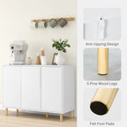 Modern Sideboard with 2 Cabinets and 3 Shelves in Wood, 107x40x80 cm, White