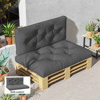 Outsunny 2-Piece Garden Cushion Set for Sofas and Pallets in Polyester with Thick Filling, Grey