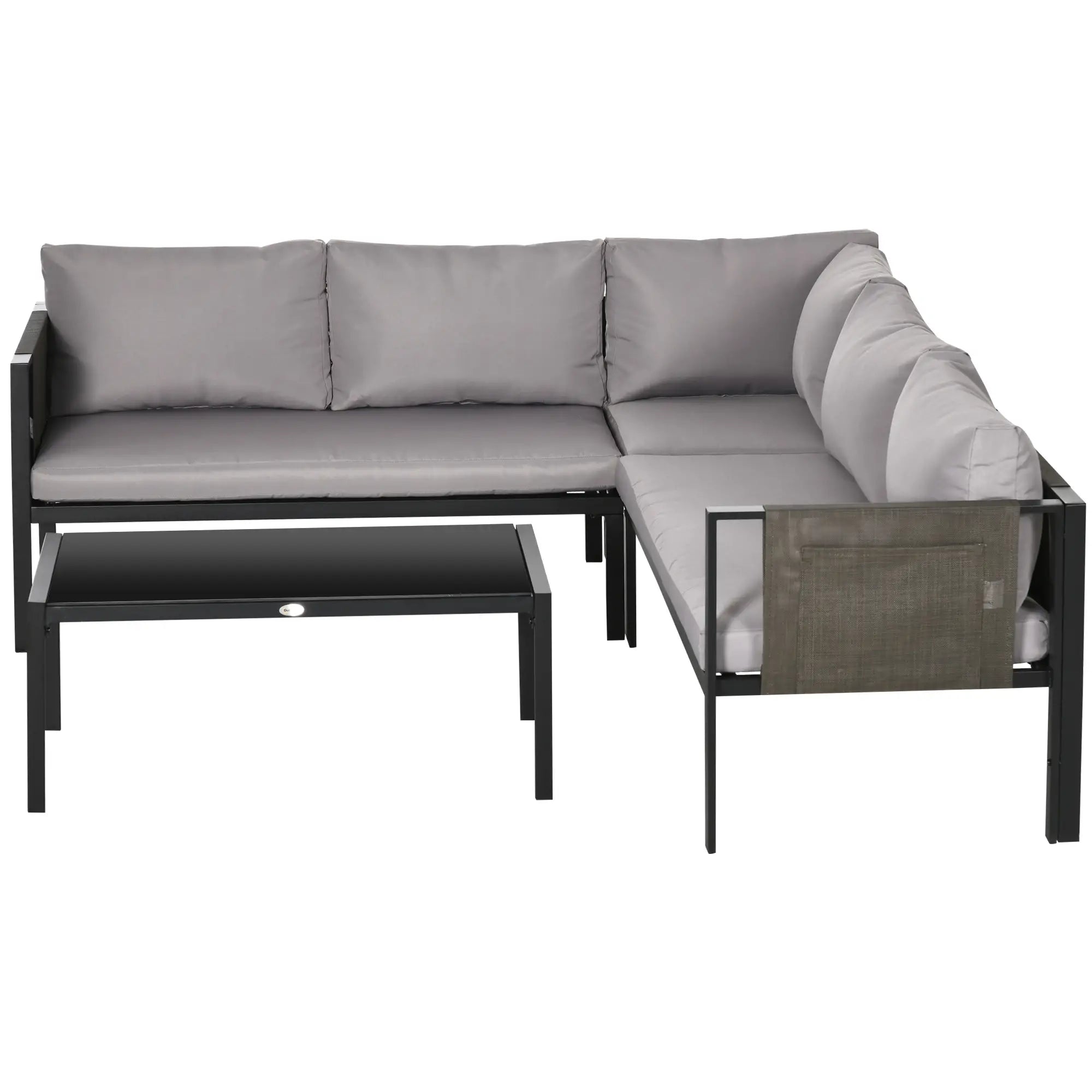 PARIS | 4 Piece Garden Set with 2 Sofas, Corner Chair and Tempered Glass Coffee Table - Borge' Group Limited