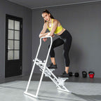 SPORTNOW Folding Vertical Climber Stepper with Adjustable Handle, Non-Slip Pedals and LCD Monitor, White