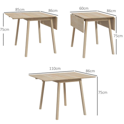 HOMCOM Space-saving folding table with 2 flaps for 2-4 people in pine wood, natural wood color - Borgè