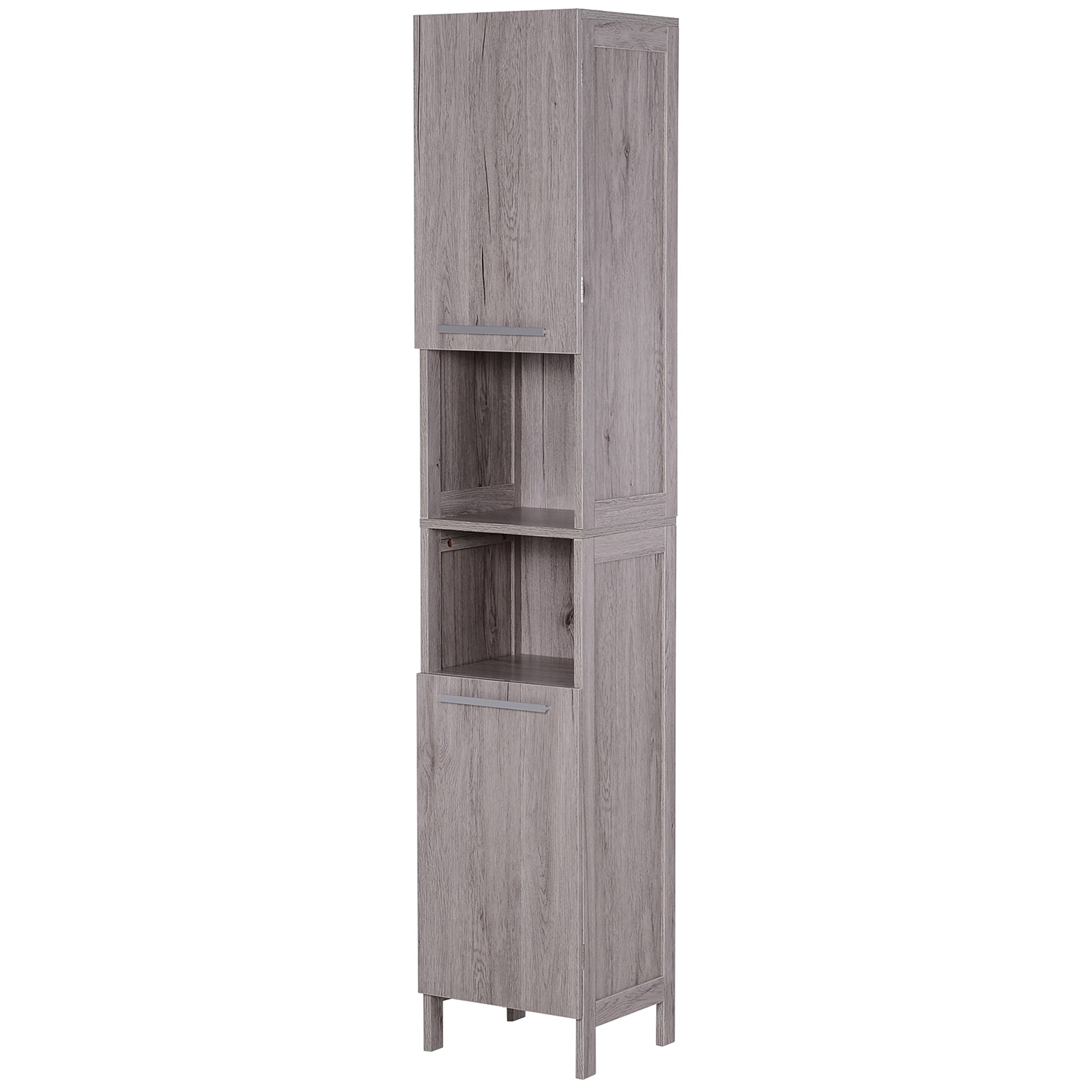 Kleankin Bathroom column in MDF with 2 lockers and 2 open shelves, 30x32x172.5 cm, wooden color - Borgè