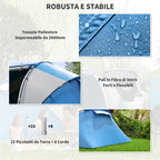 4-Person Camping Tent with 2 Sleeping Areas and Carry Bag, 430×240×170 cm, White and Blue