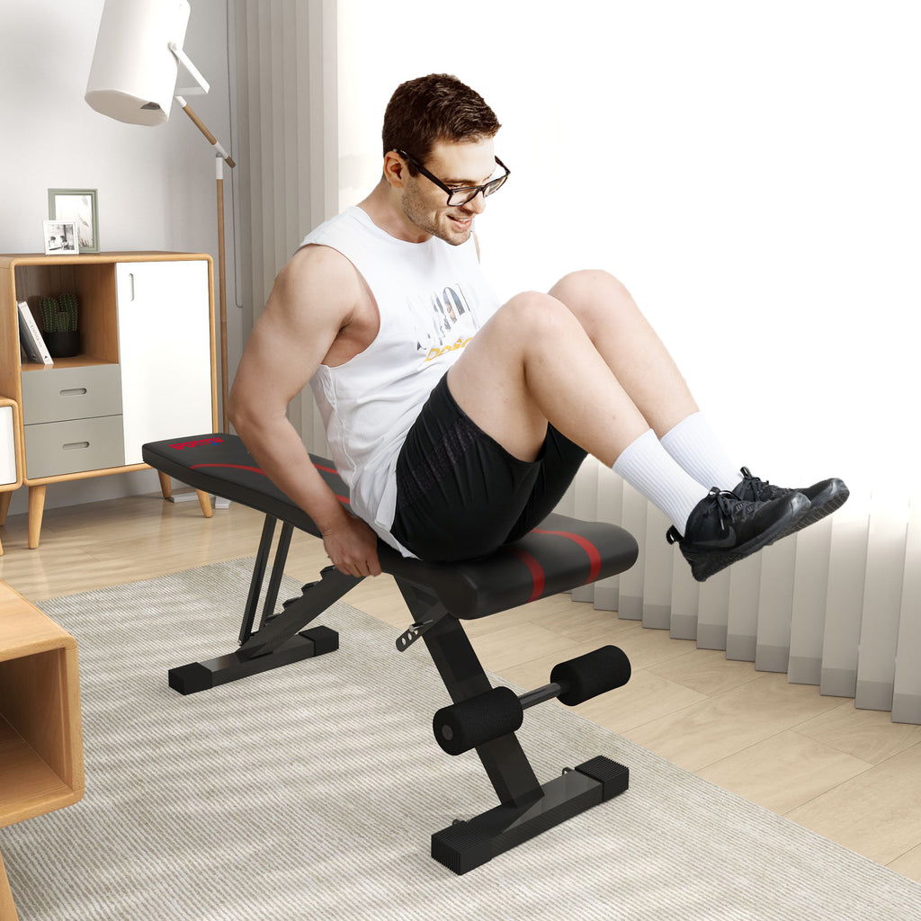 SPORTNOW Folding Gym Bench, Multifunctional Incline Abdominal Bench with 6-Level Adjustable Backrest, Black