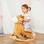 HOMCOM Giraffe Rocking Horse for Children Ages 3-6 with Wheels and Sounds, 63x38x63cm, Yellow