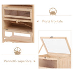 Solid Wood Hamster Cage for Rodents and Guinea Pigs with Opening Roof, 4 Connected Shelves with Ramps, 60x40x120cm