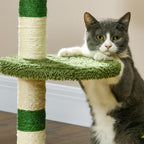 Cat Tree with Cat Bed, 2 Balls, Platform and Sisal Post, Green and White