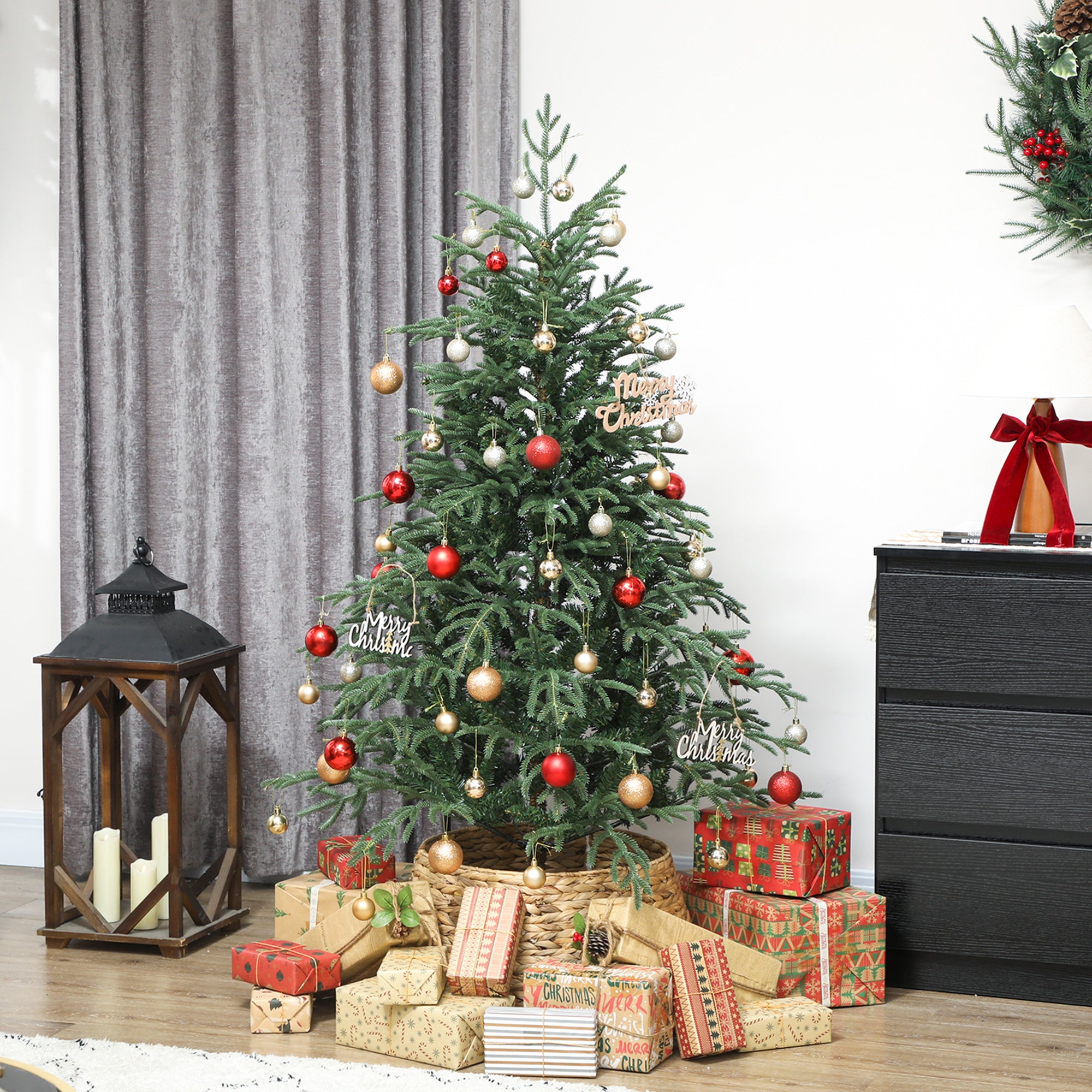 150cm Fireproof Artificial Christmas Tree with 1375 Realistic Branches and Foldable Metal Base
