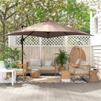 3x3 m Arm Umbrella with 8 Ribs, Pedal and Crank, in Aluminum and Polyester, Khaki color - Borgè