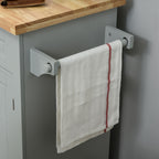 Kitchen Trolley with 2 Drawers and 2 Cabinets, Wooden Top, Spice Rack and Tea Towel Holder, Grey