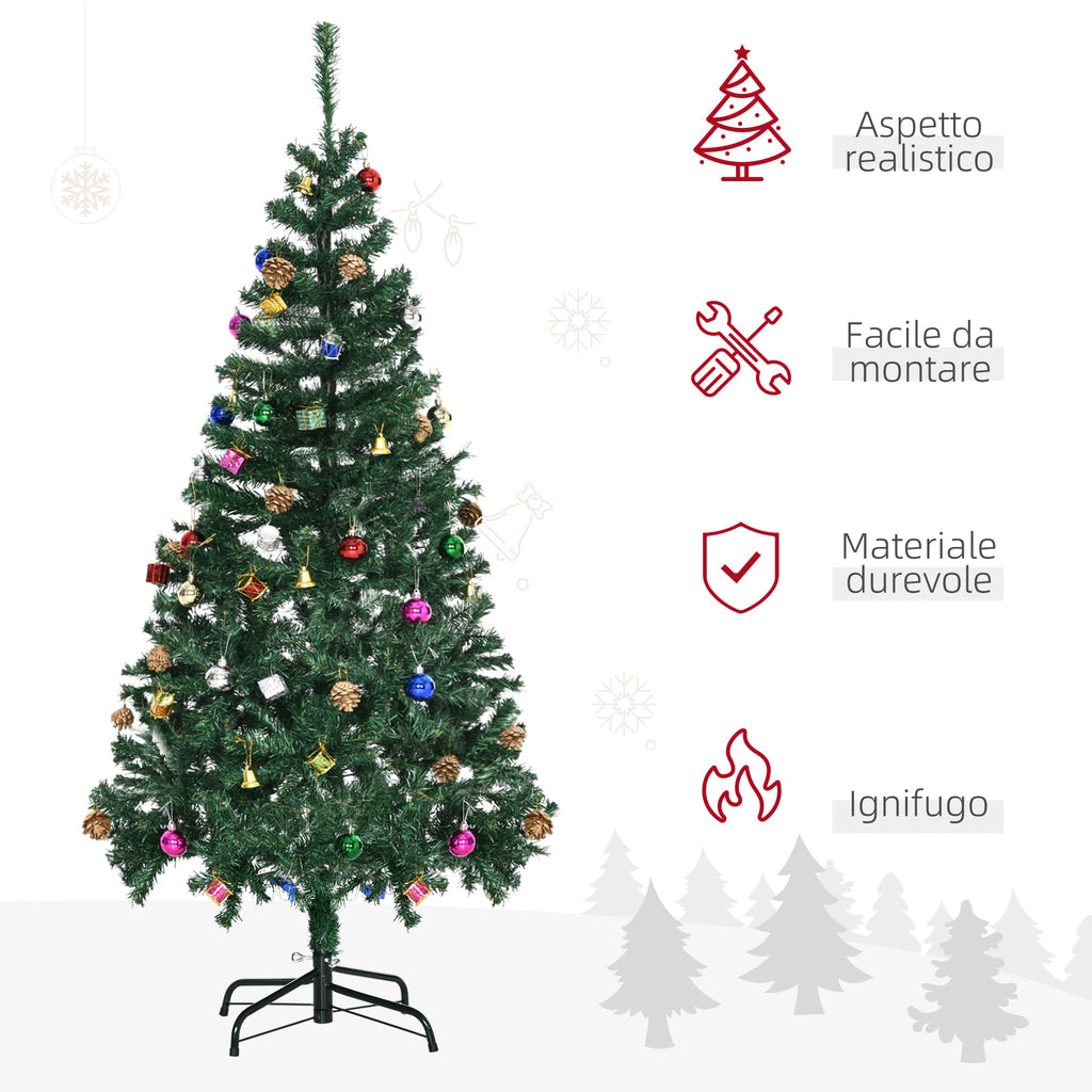 150cm Christmas Tree with 420 Fireproof PVC Branches, Christmas Tree with Decorations and Thick Branches, Green