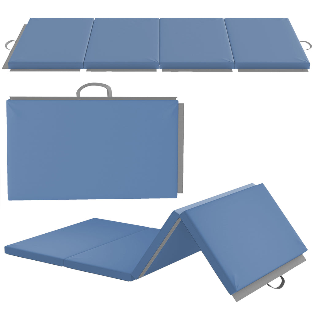 HOMCOM Foldable Gymnastics Mat, 5cm Thick and Non-Slip Fitness Mat, 180x80x5cm, Blue