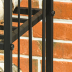 Metal Firewood Rack with Shovel, Broom, Poke Utensil and Tongs, 41.5x32. 5x74. 5 cm, Black