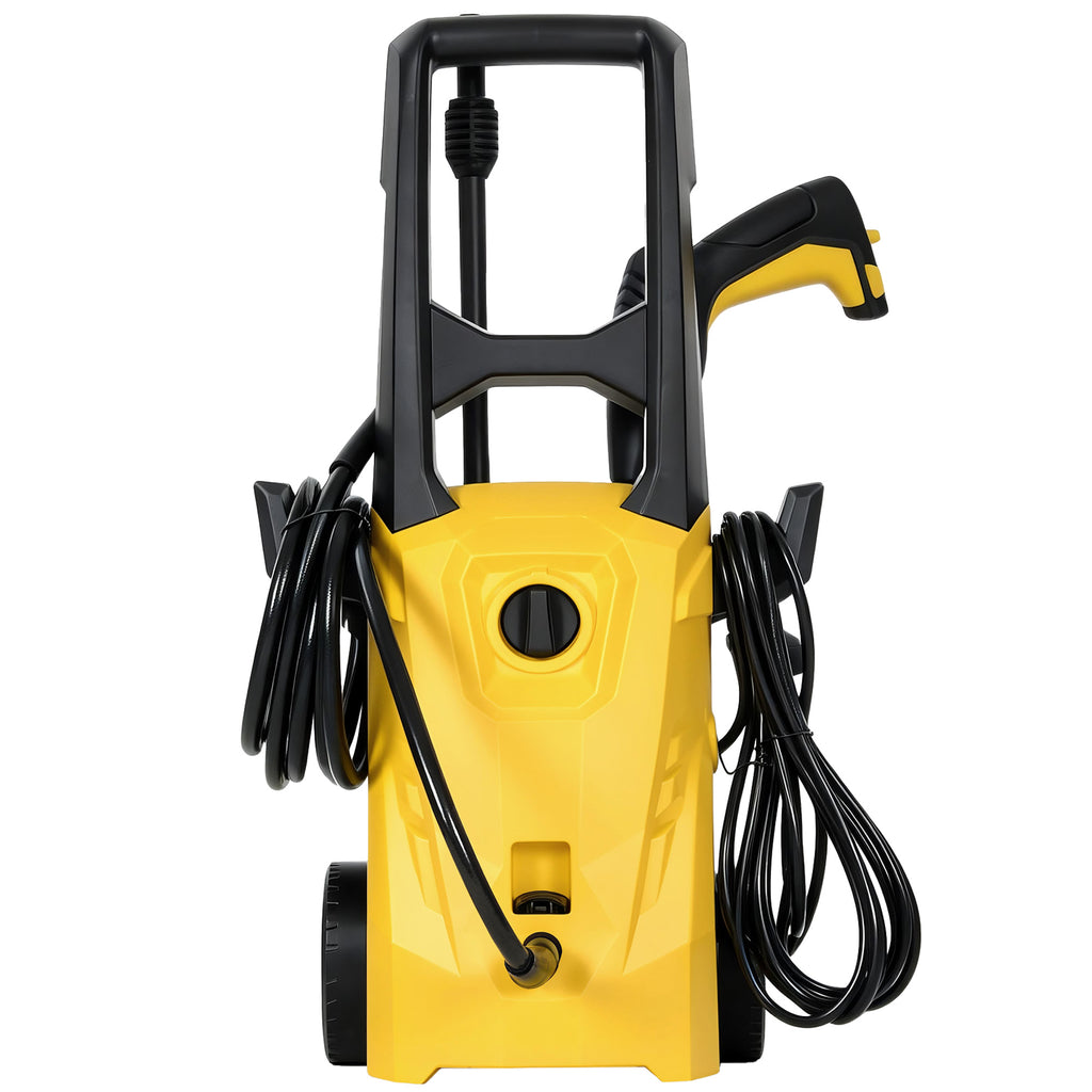 Outsunny 1600W Portable Electric Pressure Washer with Adjustable Nozzle and Wheels, Yellow