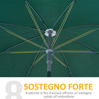 2x2.3m Portable Outdoor Umbrella with Tilting Canopy in Dark Green Polyester - Borge' Group Limited