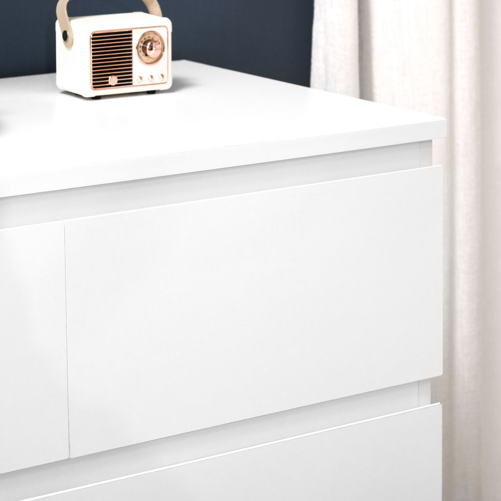 White Chest of Drawers | 6 Drawers with Anti-Tip Design, in Chipboard, 80x39x115 cm - Borgè