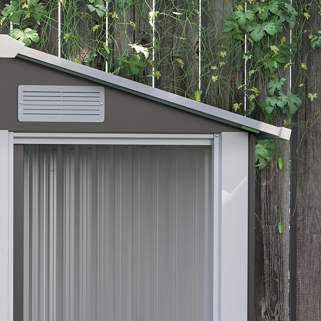 Steel Tool Shed with Sloped Roof and 4 Air Vents, 152x132x188cm, Dark Grey - Borge' Group Limited