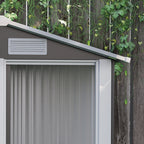Steel Tool Shed with Sloped Roof and 4 Air Vents, 152x132x188cm, Dark Grey - Borge' Group Limited