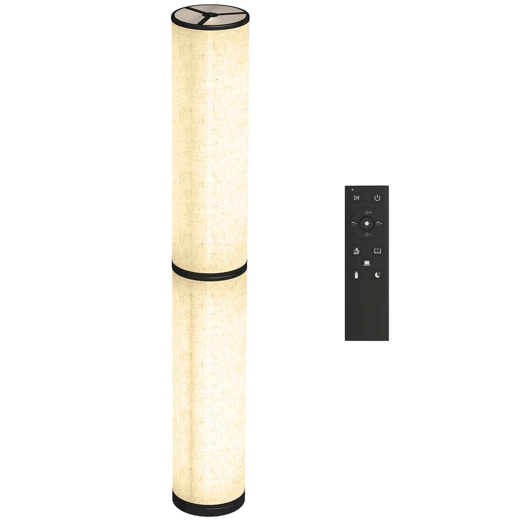 HOMCOM Floor Lamp with Remote Control and 3000-6000K Temperature Adjustment, Fabric Lampshade, Ø20x135 cm, Beige