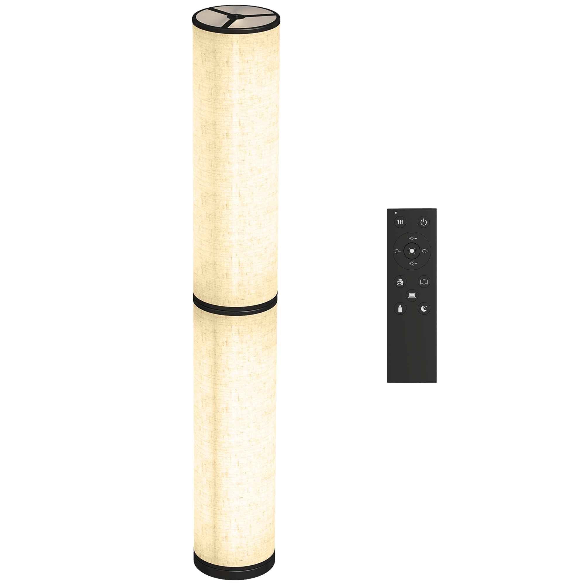 HOMCOM Floor Lamp with Remote Control and 3000-6000K Temperature Adjustment, Fabric Lampshade, Ø20x135 cm, Beige