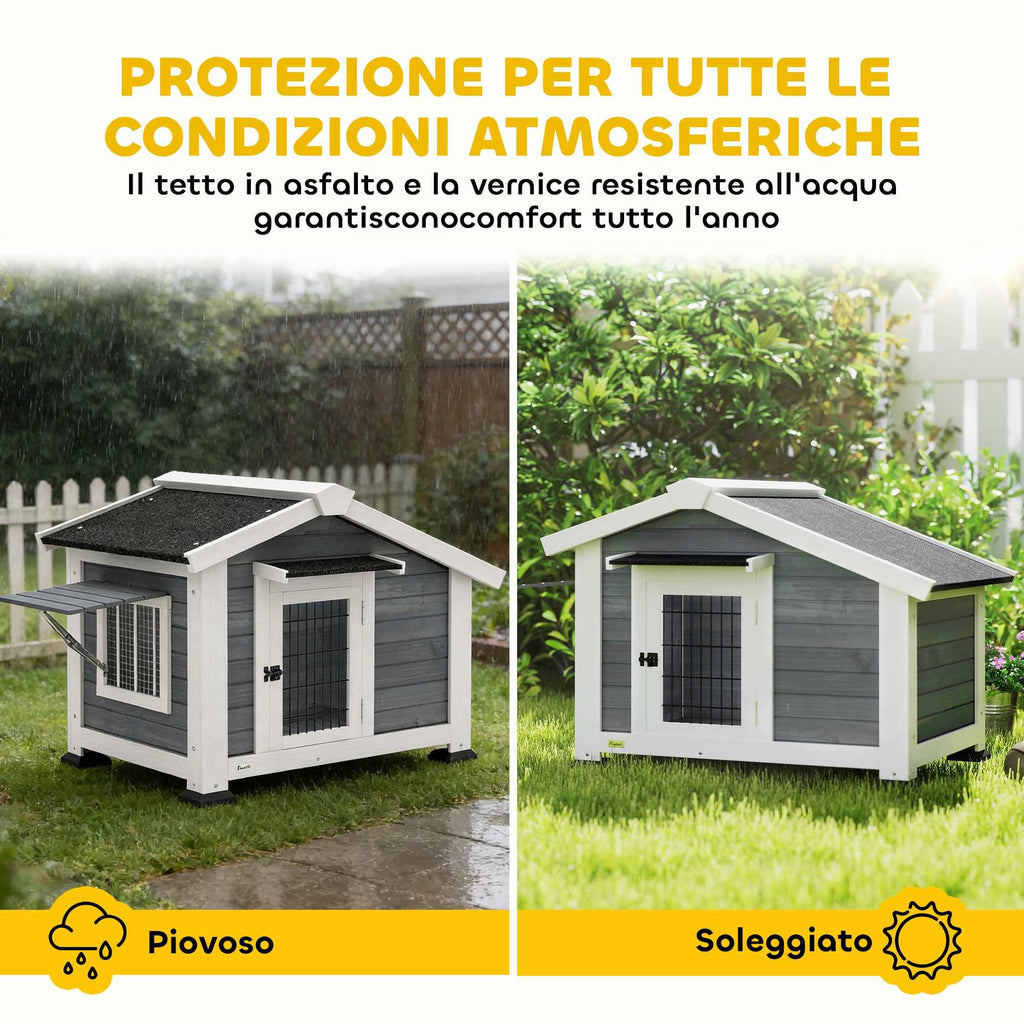 PawHut Dog Kennel Outdoor Wooden Dog House, 98x76x69.5cm