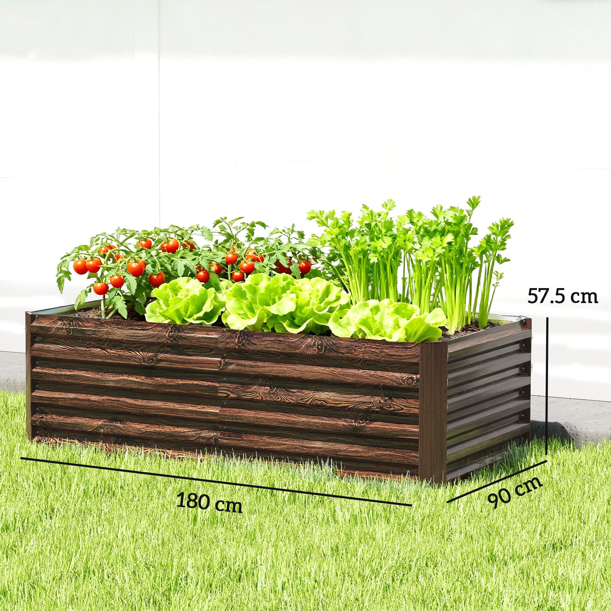 Outsunny Raised Vegetable Garden Bed with Open Bottom and Rounded Edges, 180x90x57.5 cm, Dark Brown
