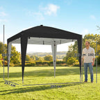 Outsunny 3x3 m Folding Gazebo with Adjustable Height, Central Light and Remote Control, Metal and Polyester, Black