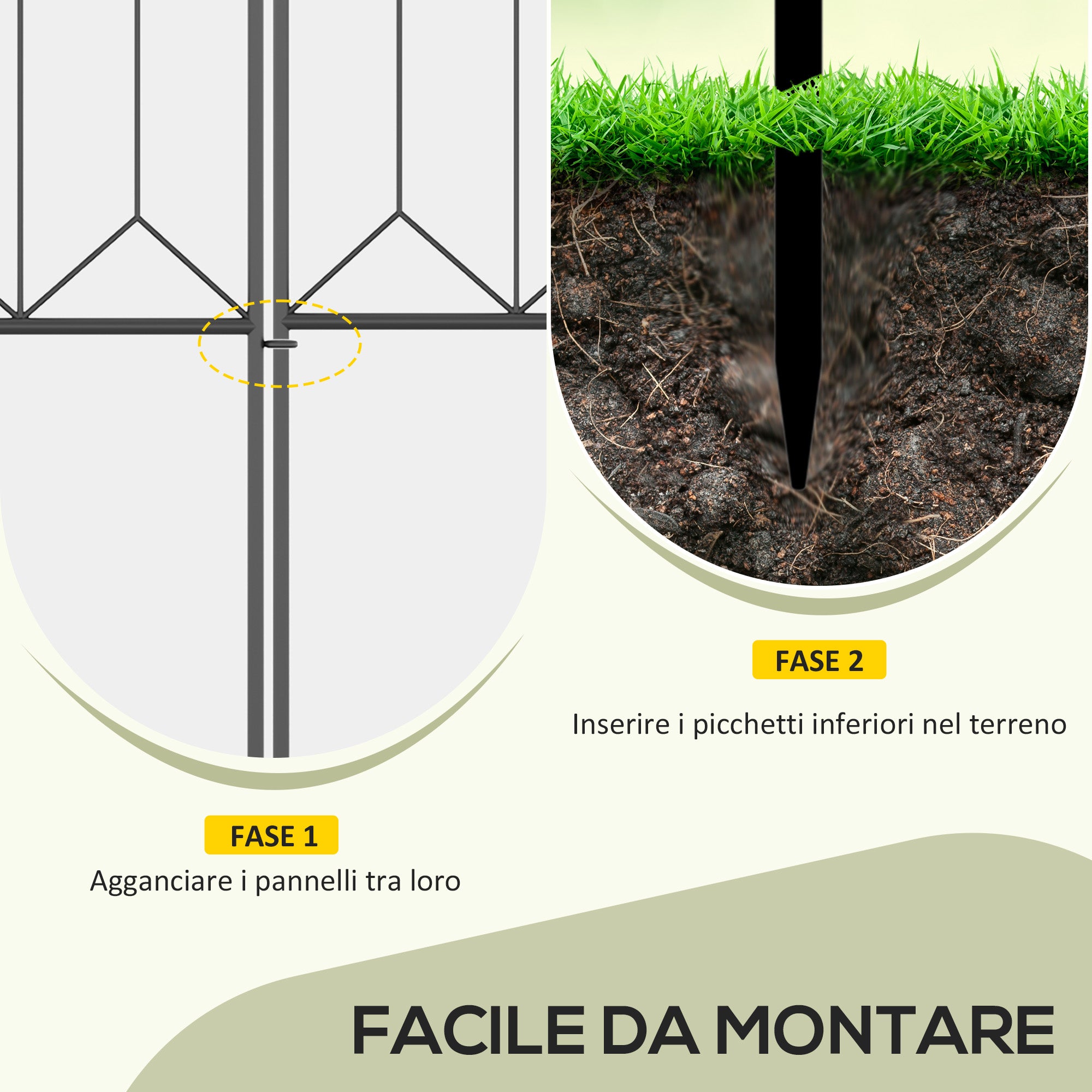 5-Panel Outdoor Metal Fence with Pickets, 305x79.5 cm, Black