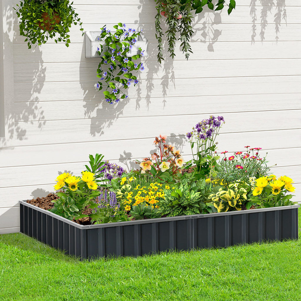 Outsunny raised flowerbed, modular galvanized steel without a bottom, 258x90x30 cm, dark gray - Borgè