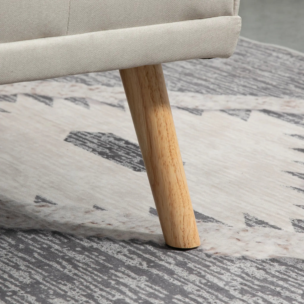 3 Seater Reclining Sofa Bed with Linen Effect Upholstery and Drop-Leaf Table, Beige