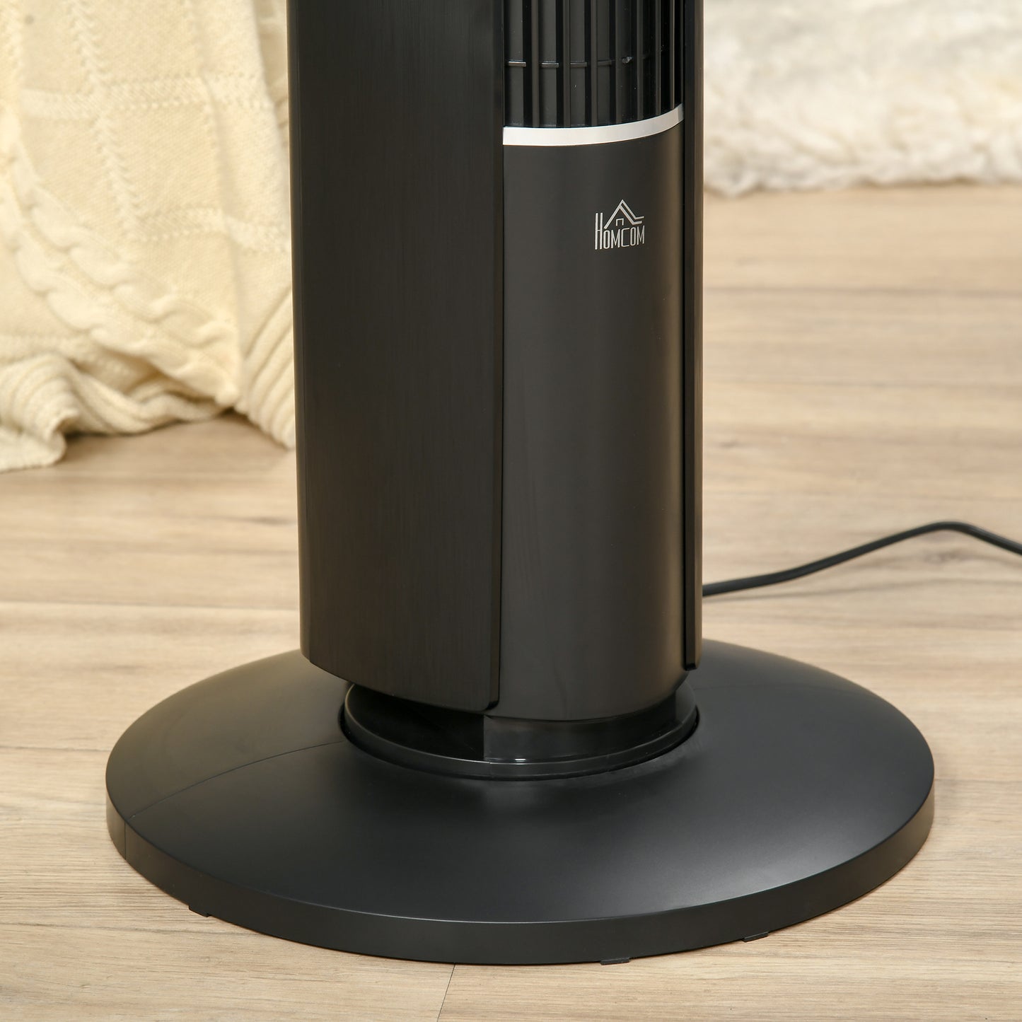 Tower Fan with 3 Speeds and 4 Modes, 12h Timer, LED Panel and Remote Control, Black - Borgè