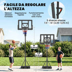 SPORTNOW Adjustable Basketball Hoop 235-305cm Unbreakable Black