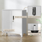 Office Cabinet with 3 Shelves, 2 Doors and Keys, 80x35x91 cm, White