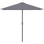 Space-saving Mezzaluna Wall Parasol with Crank Opening, Grey - Borgè