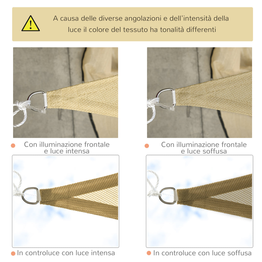 Outsunny Triangle Sun Shade Sail, Sun Protection for Garden, Balcony, Terrace, Anti-UV, 4x4x4 m, Beige